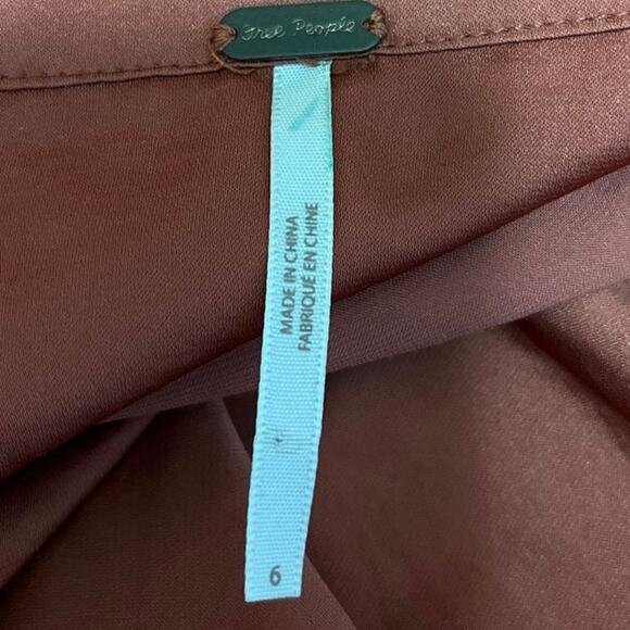 Free People Rust Orange Silk Satin Zipper Straight A-Line Maxi Slip Skirt Size 6 - Picture 5 of 6